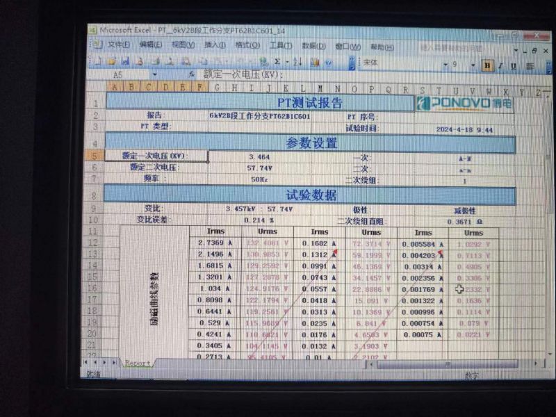 6kV2B段工作分支PT一、二次直阻，变比，极性，励磁特性，空载电流试验1