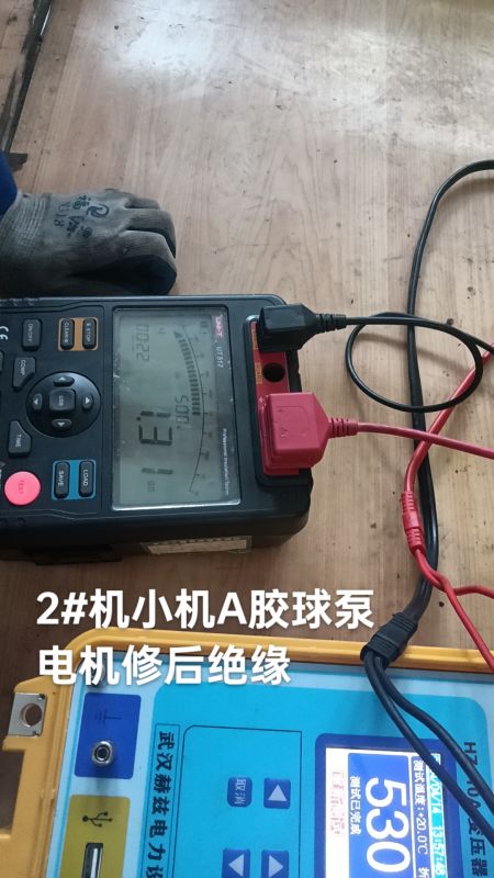 2#机小机A胶球泵电机修后绝缘