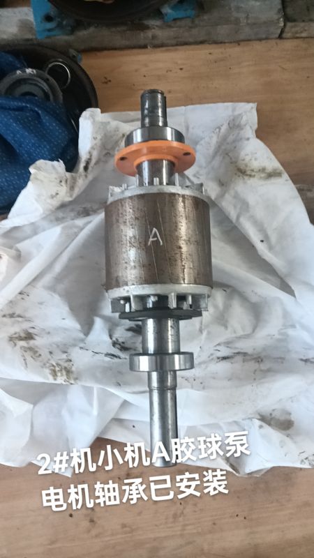 2.#机小机A胶球泵电机轴承已安装