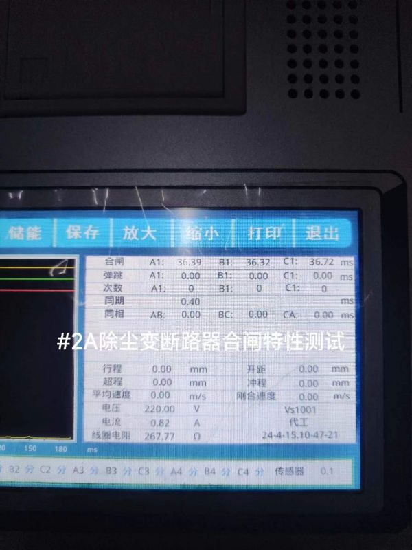 #2A除尘变断路器合闸特性测试