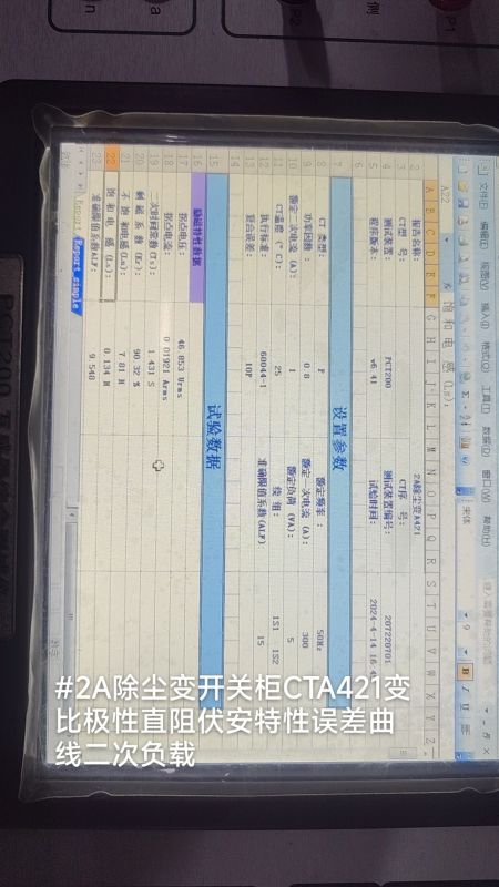 #2A除尘变开关柜CTA421变比极性直阻伏安特性误差曲线二次负载