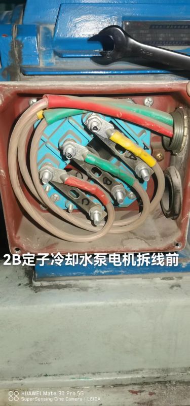 2B定子冷却水泵电机拆线前
