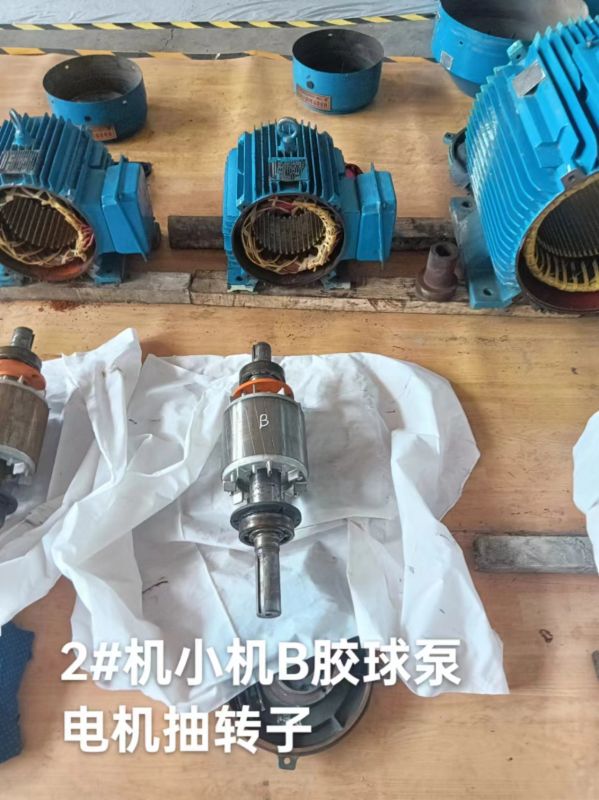 2#机小机B胶球泵电机抽转子